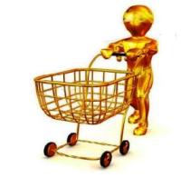 man with consumer basket. 3d